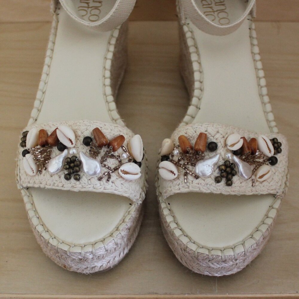 Franco Sarto Clemens Espadrille Shell Wedge Sandal - Picture 7 of 11